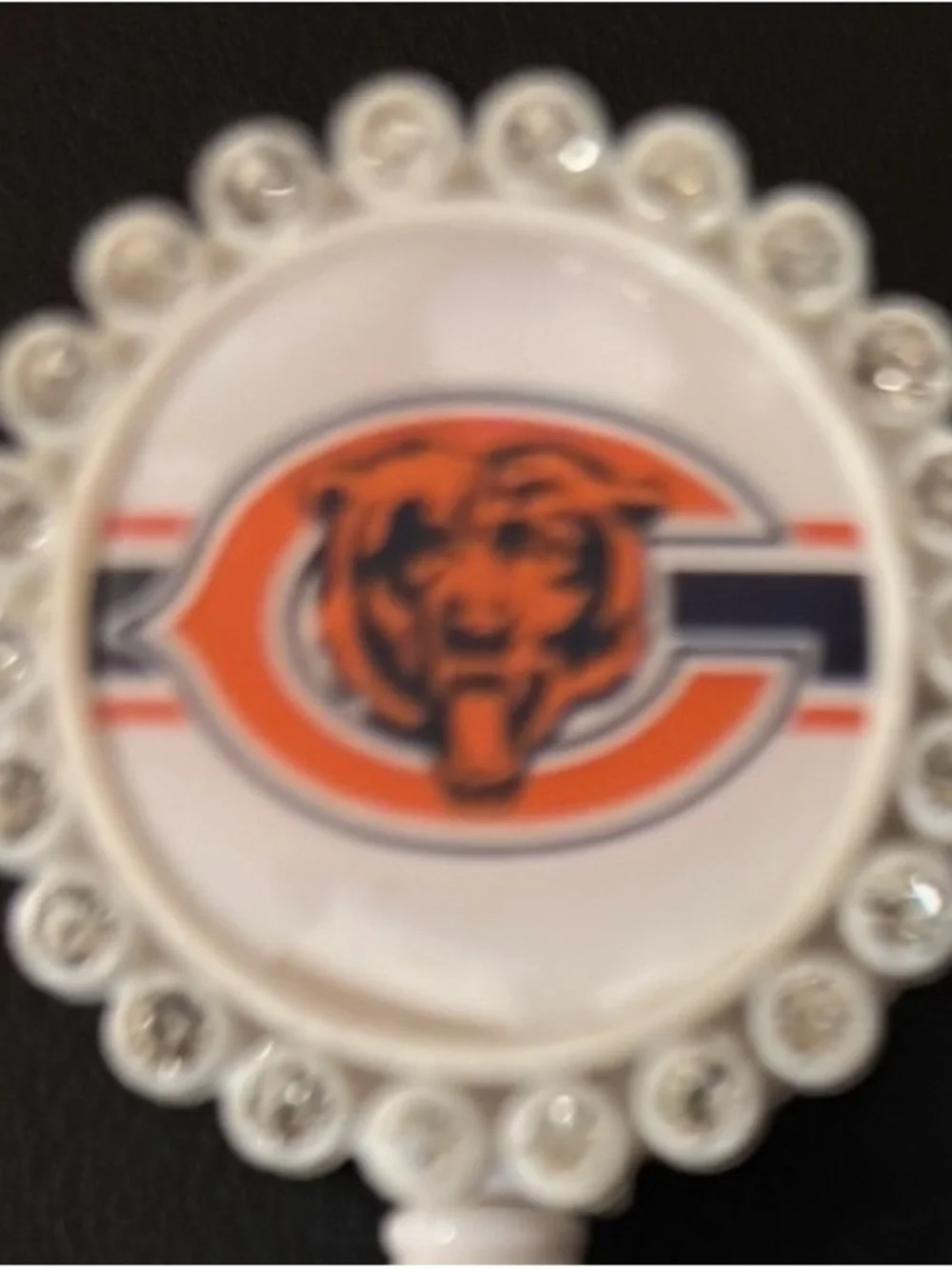 2 Crystal NFL Football Chicago Bears Nurse Badge Reels ID Holders Alligator Clip